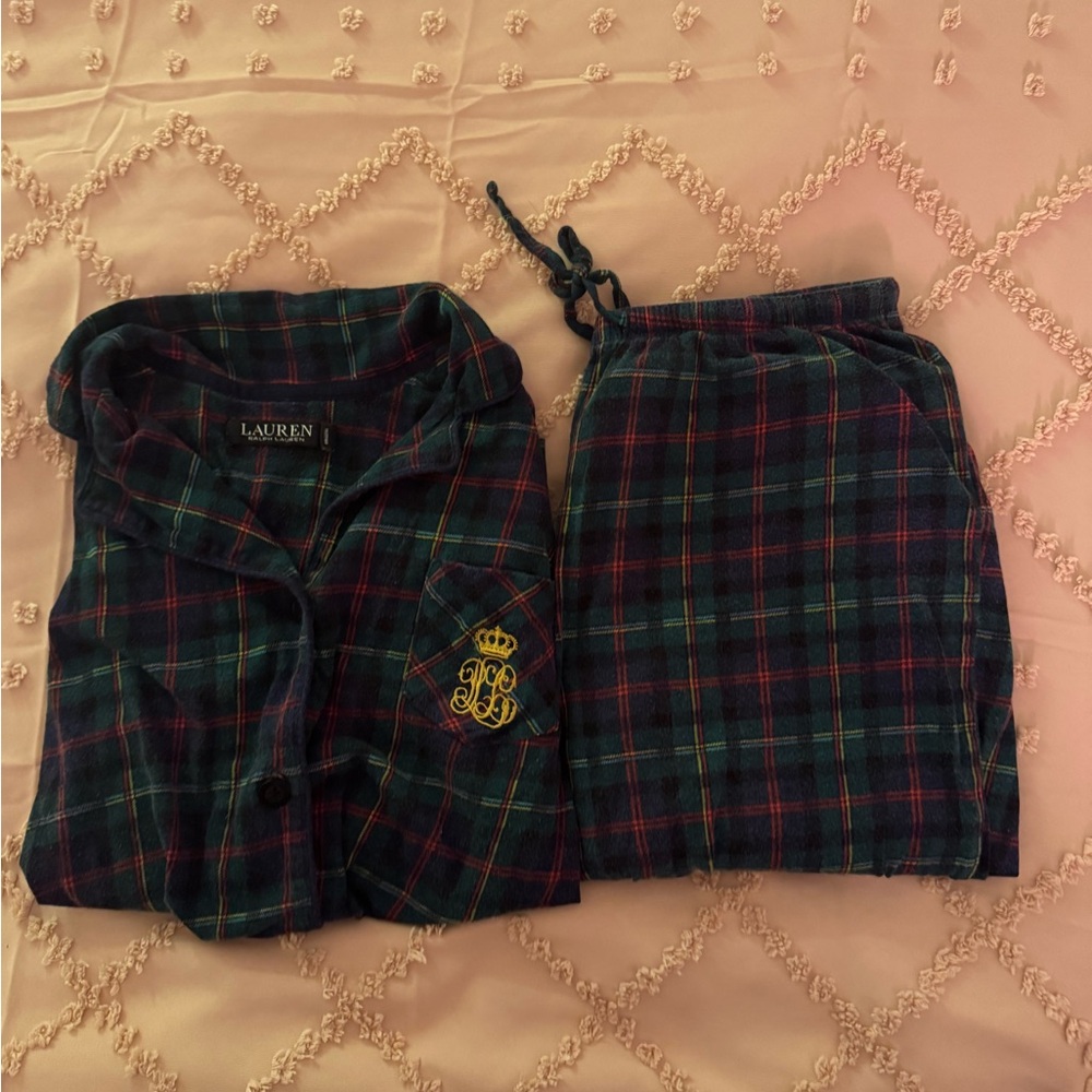 Polo by Ralph Lauren Green & Navy Plaid Pajama Set